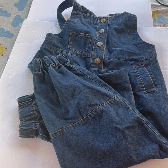 Button up blue Jean overalls - Picture 3 of 8